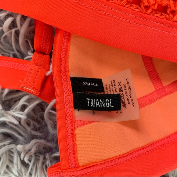 Triangl Swimwear Orange Farrah Neoprene Embroidered Bikini Top Size Small - Picture 4 of 4
